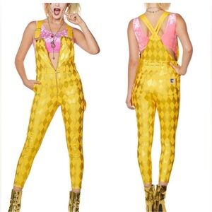 Birds of Prey Adult Size Small Harley Quinn Yellow Gold Overalls Jumpsuit